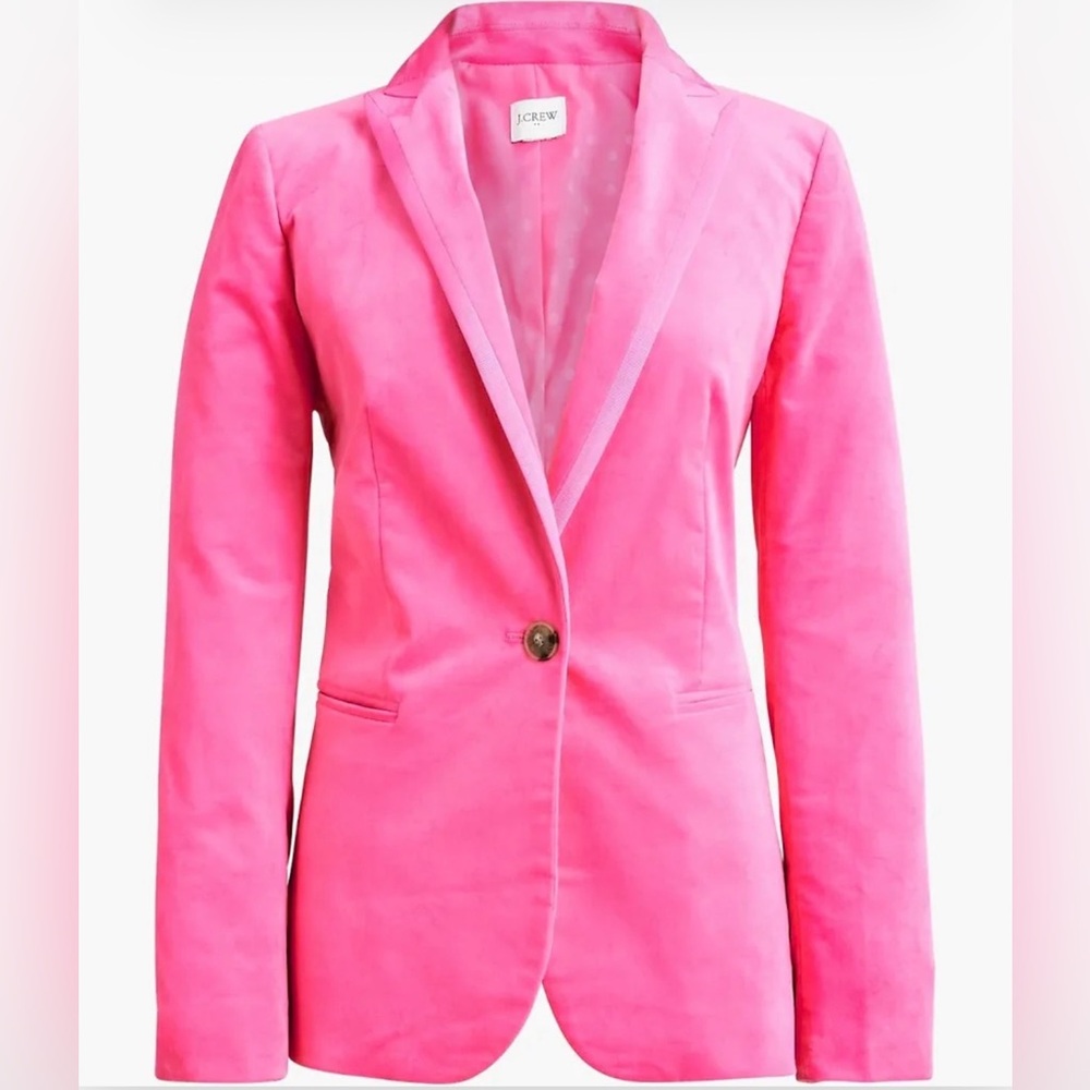 J Crew Factory Velvet one-button Blazer Regal Rose (pink) 10 Petite NWT